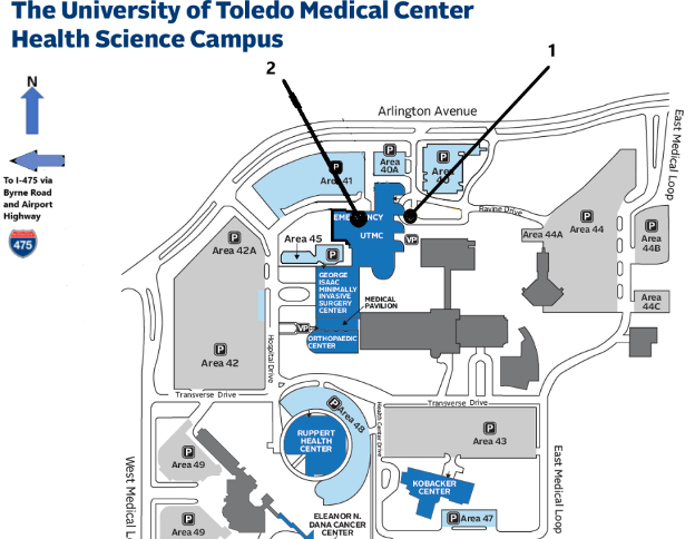 Map of Health Science Campus at UToledo Health